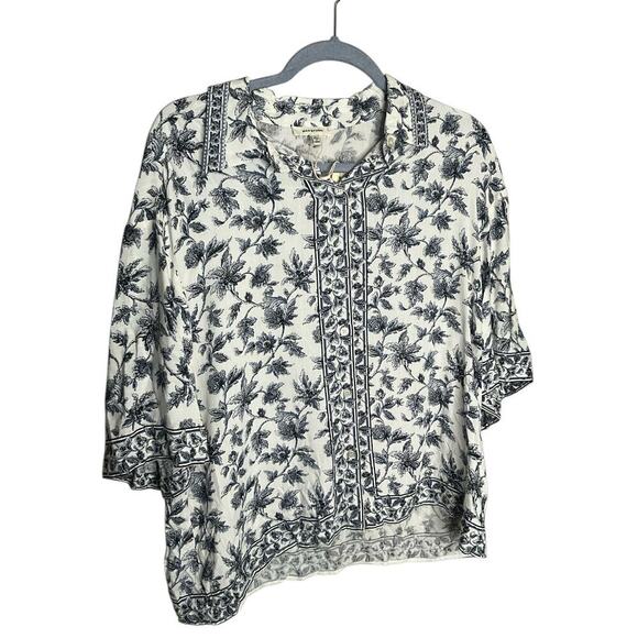 Max Studio 3/4 Sleeve Button Front Rayon Blouse Black/White Womens Size L NEW - Picture 3 of 6